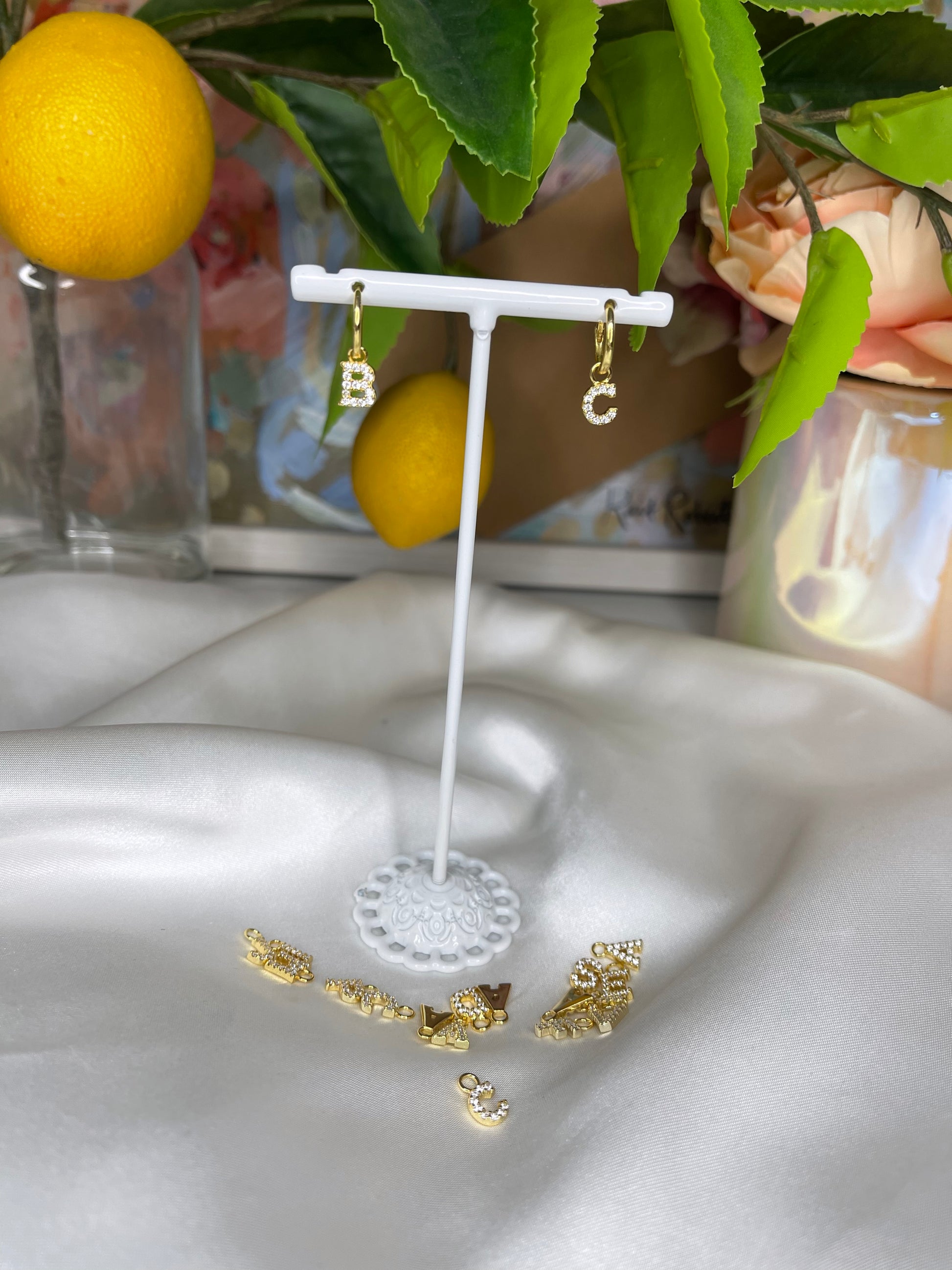 Initial Mini Hoop Earrings - limoncelloaccessories