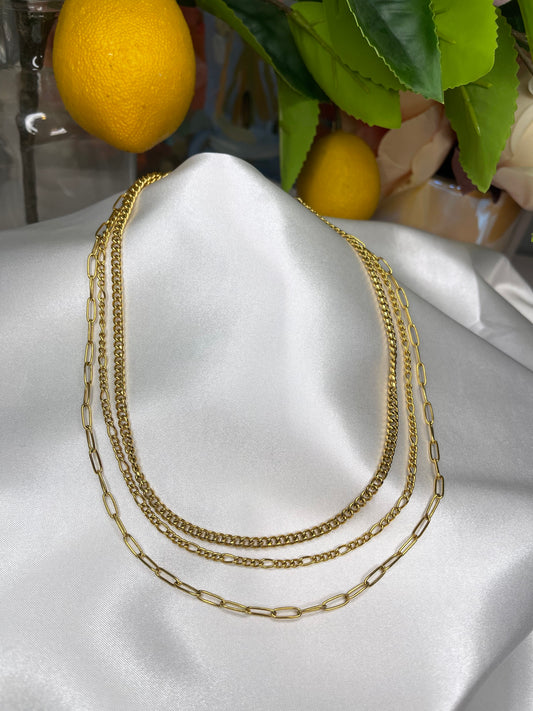 France Three Layer Necklace - limoncelloaccessories