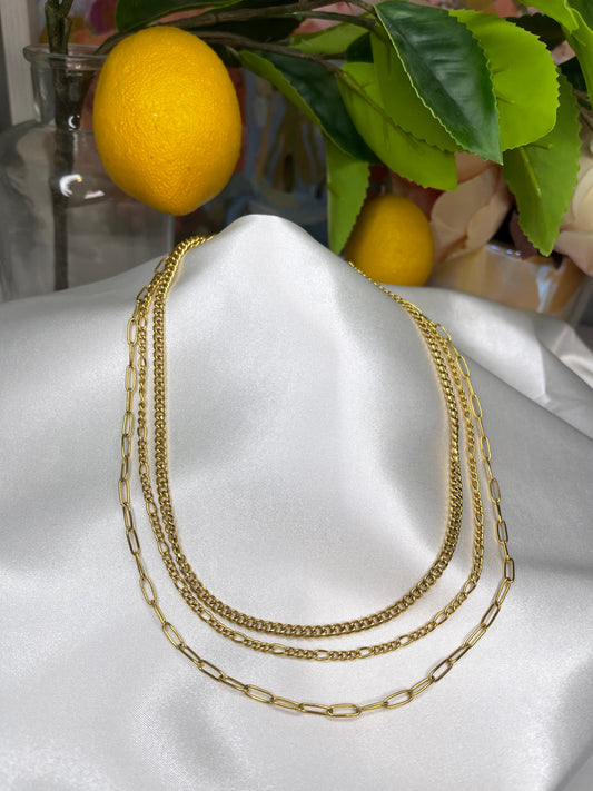 France Three Layer Necklace - limoncelloaccessories