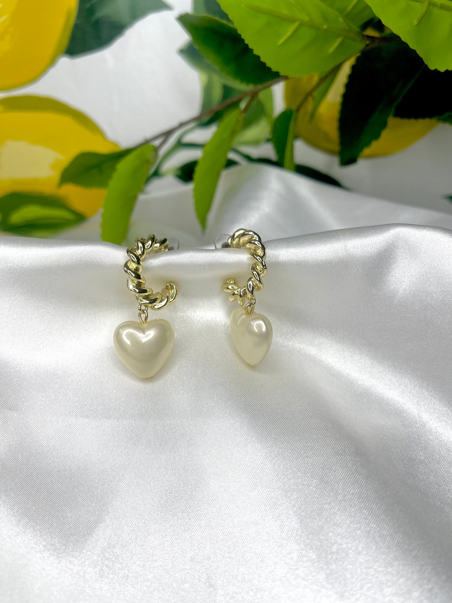 Pearl Heart Earrings